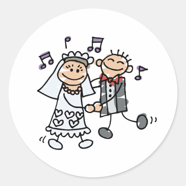 Wedding Cartoon Dance Classic Round Sticker (Front)