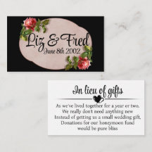 Wedding Cash Request Black and Roses