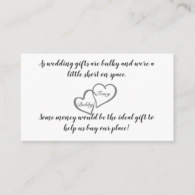 Wedding Cash Request Enclosure Card (Front)