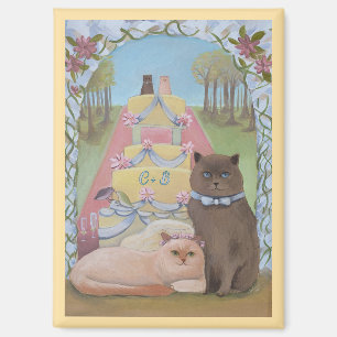 Wedding Cat Couple Personalise Initials  Magnet
