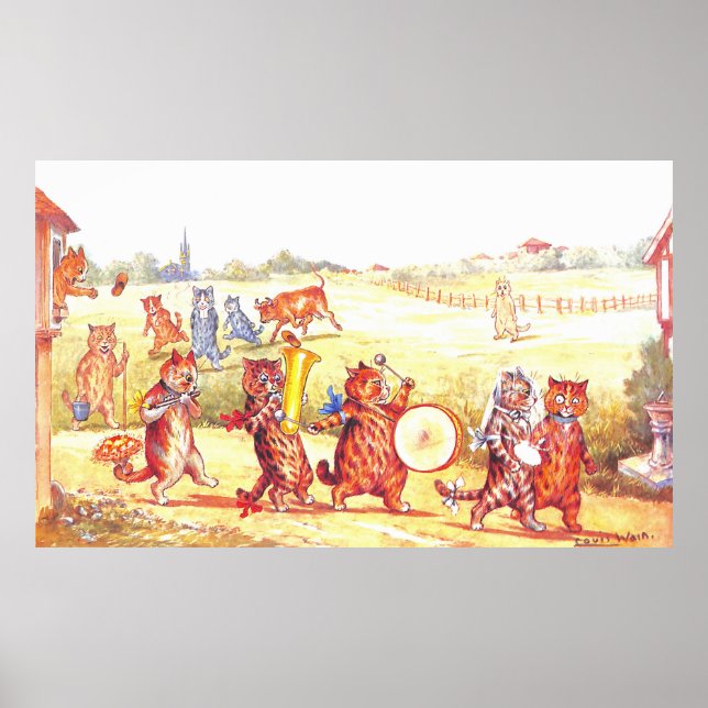 Wedding Cat Illustration by Louis Wain Poster (Front)