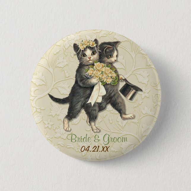 Wedding Cats 6 Cm Round Badge (Front)
