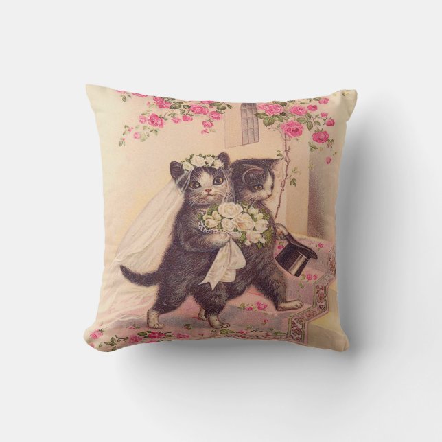 Wedding Cats Bride and Groom Cushion (Front)