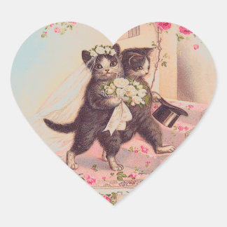 Wedding Cats Bride and Groom Love Heart Sticker