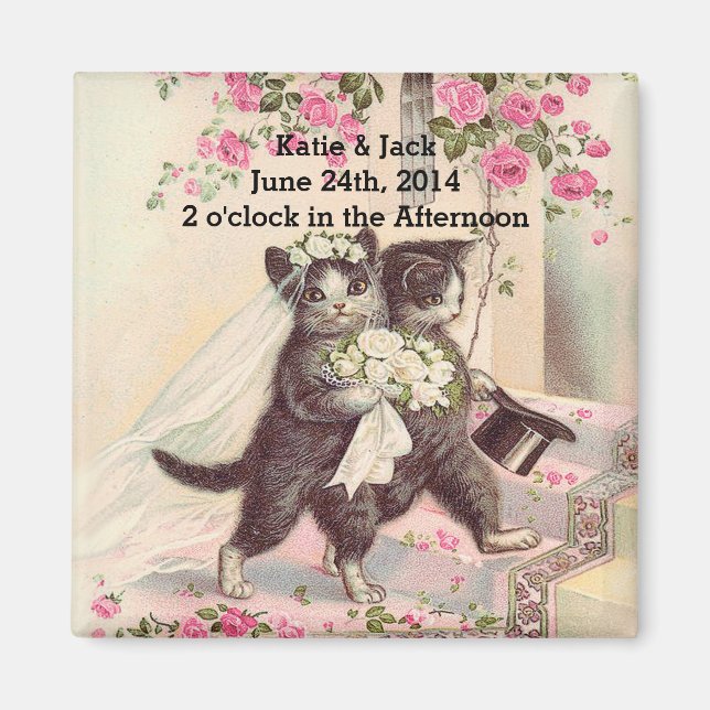 Wedding Cats Bride and Groom Magnet (Front)