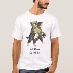 Wedding Cats - Just Married Customise T-Shirt