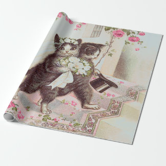Wedding Cats Light Blue Wrapping Paper