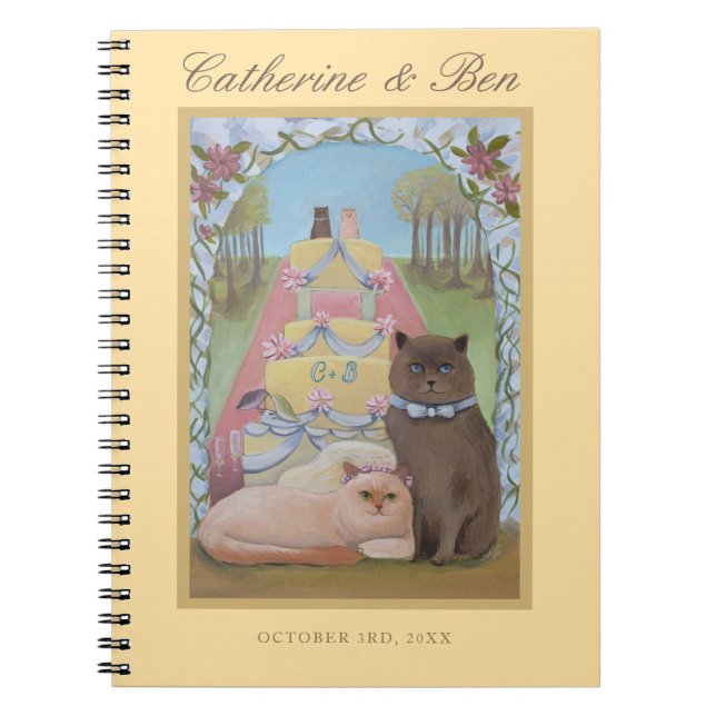 Wedding Cats Personalised Yellow  Notebook (Front)