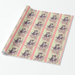 Wedding Cats Wrapping Paper<br><div class="desc">A very cute vintage kitty cat bride and groom illustration with pink stripes.</div>