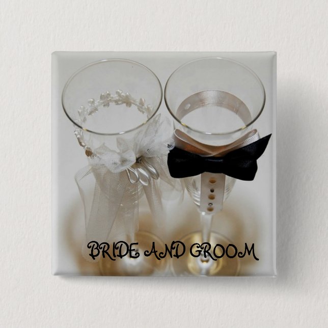 Wedding Celebration Glasses 15 Cm Square Badge (Front)