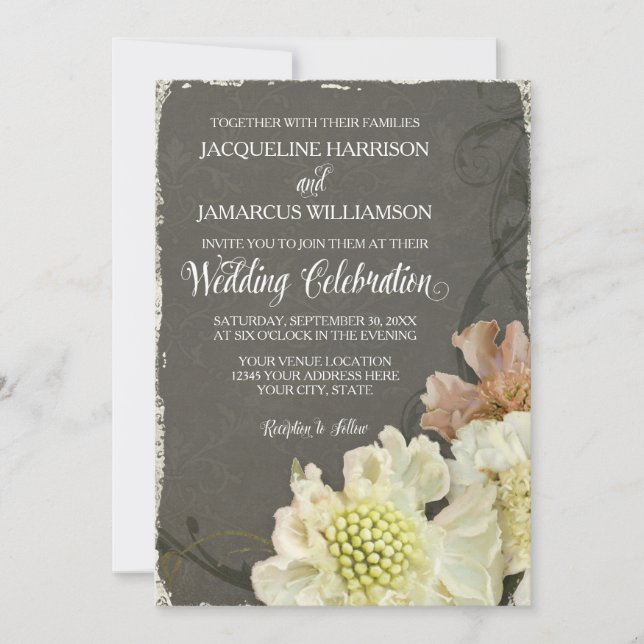 Wedding Celebration Modern Painterly Fall Floral Invitation (Front)