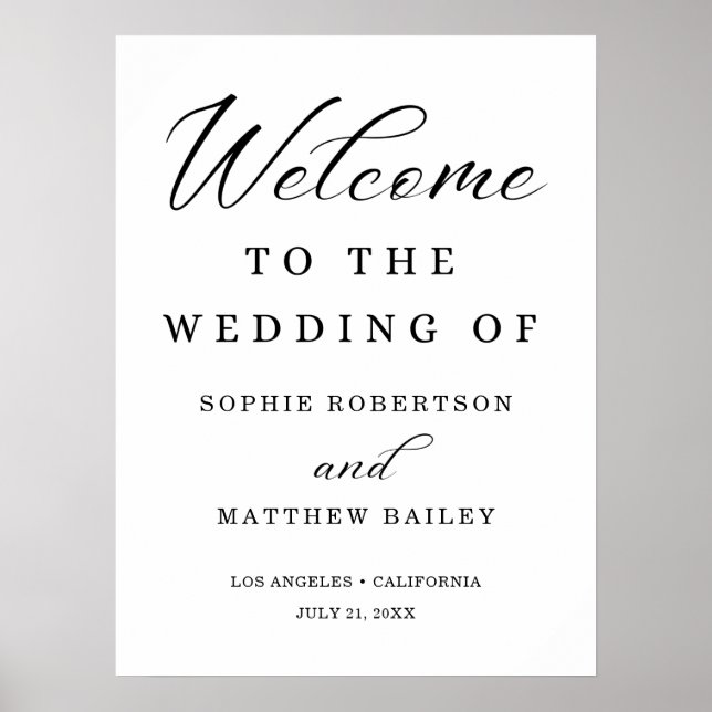 Wedding Celebration Modern Script Welcome Poster (Front)
