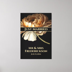 Wedding Celebration Painted Flower Just Married Canvas Print