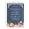 Wedding Celebration Pink Floral Blue Chalkboard