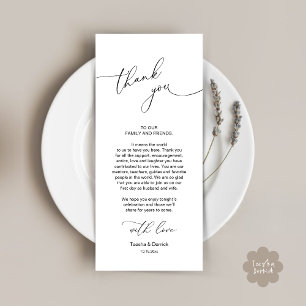 Wedding Celebration Place Setting Thank You Card