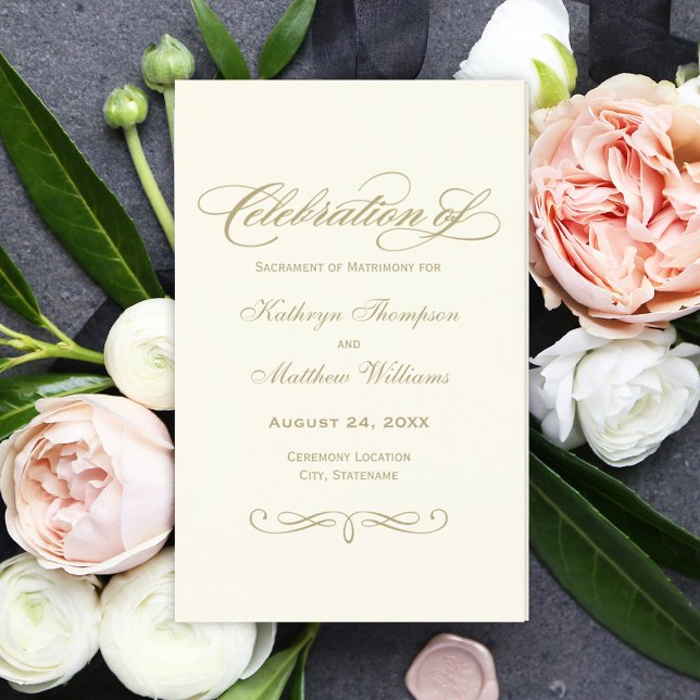 Wedding Celebration Programs | Gold Calligraphy (Creator Uploaded)