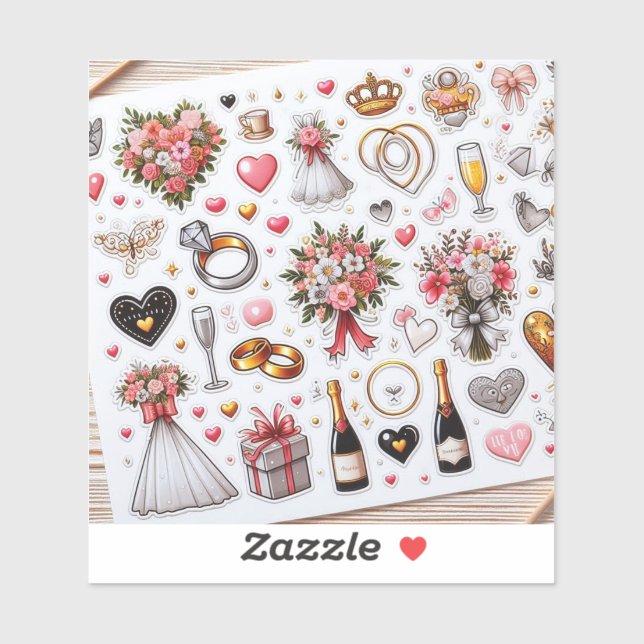 Wedding Celebration Sticker Set" (Sheet)