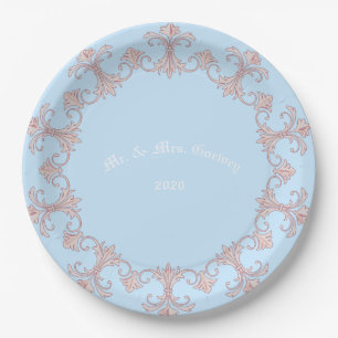 Wedding Celebrations Blue  Personalize Paper Plate