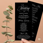 Wedding Ceremony, Classy Elegance Black Programme<br><div class="desc">Elegant Classy, Wedding Ceremony Program in 4x9 inches (long) card. It is designed with scroll accent that can be personalised with custom/ personalised text for your bridal party, ceremony details, memorial notes and thank you message. If you are looking for other program card types and sizes, please search through our...</div>