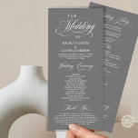 Wedding Ceremony, Classy Elegance Dark Grey Programme<br><div class="desc">Elegant Classy, Wedding Ceremony Program in 4x9 inches (long) card. It is designed with scroll accent that can be personalised with custom/ personalised text for your bridal party, ceremony details, memorial notes and thank you message. If you are looking for other program card types and sizes, please search through our...</div>