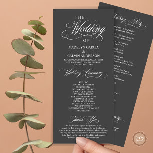 Wedding Ceremony, Classy Elegance Dark Grey Programme