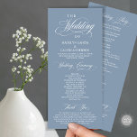 Wedding Ceremony, Classy Elegance Dusty Blue Programme<br><div class="desc">Elegant Classy, Wedding Ceremony Program in 4x9 inches (long) card. It is designed with scroll accent that can be personalised with custom/ personalised text for your bridal party, ceremony details, memorial notes and thank you message. If you are looking for other program card types and sizes, please search through our...</div>