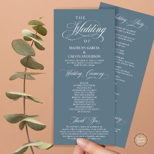 Wedding Ceremony, Classy Elegance Dusty Blue Programme