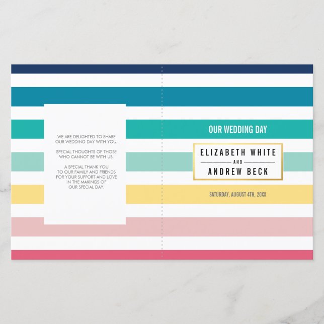 WEDDING CEREMONY cute fun stripe pastel colours (Front)