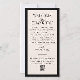 Wedding Ceremony or Reception Welcome Thank You Card