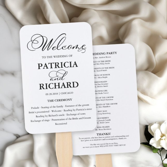 Wedding Ceremony Order of Service Elegant Program Hand Fan (Creator Uploaded)