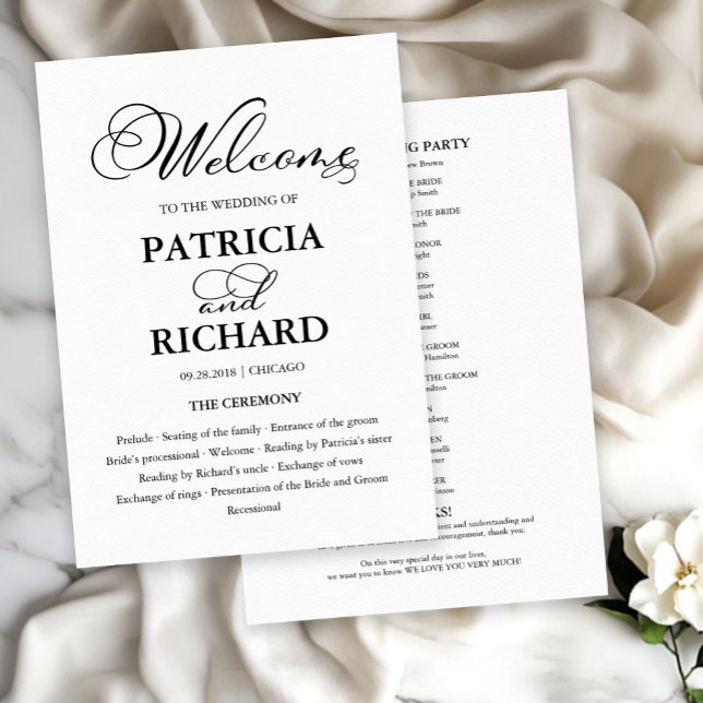 Wedding Ceremony Order of Service Elegant Program Programme (Creator Uploaded)