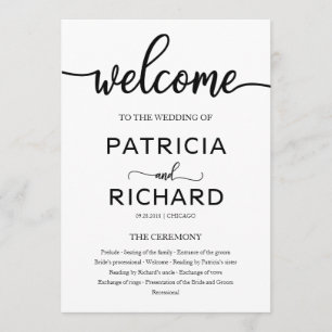Wedding Ceremony Order of Service Program Chic Programme
