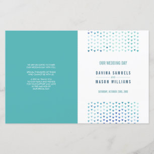 WEDDING CEREMONY PROGRAM boho pattern blue