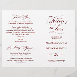 Wedding Ceremony Program Classic Elegance Burgundy