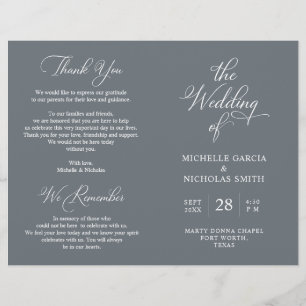 Wedding Ceremony Program, Classy Dark Grey Themed