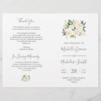Wedding Ceremony Program Cream Watercolor Floral