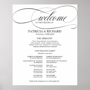 Wedding Ceremony Program Elegant Black Script Poster