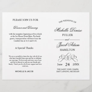 Wedding Ceremony Program Elegant Hearts