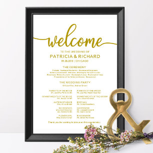 Wedding Ceremony Program Gold Calligraphy Poster