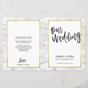 WEDDING CEREMONY PROGRAM gold grey marble