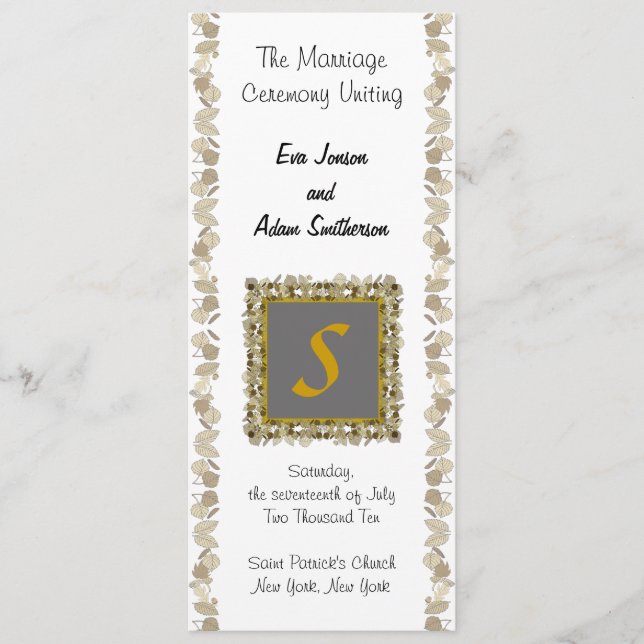 Wedding Ceremony Program Gold Leaf Programme (Front)