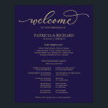 Wedding Ceremony Program Gold Script Navy Blue Poster<br><div class="desc">Wedding Ceremony Program Gold Script Navy Blue Poster</div>
