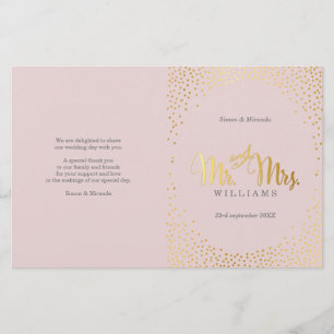 WEDDING CEREMONY PROGRAM mini gold confetti blush
