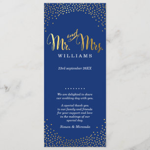 WEDDING CEREMONY PROGRAM mini gold confetti navy Programme