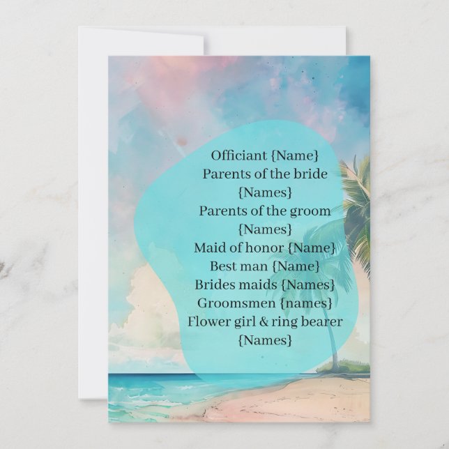 Wedding Ceremony Program Procession Beach Design (Front)