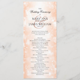 Wedding Ceremony Program Rose Gold Shimmer Lights Programme