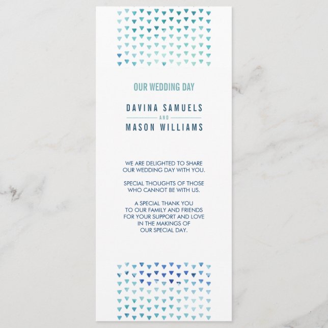 WEDDING CEREMONY PROGRAM simple boho pattern blue Programme (Front)