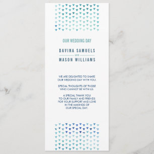 WEDDING CEREMONY PROGRAM simple boho pattern blue Programme