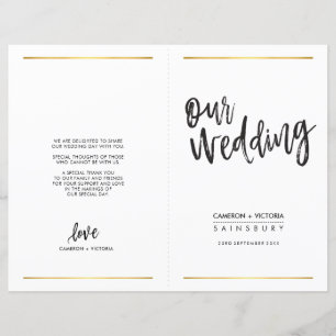 WEDDING CEREMONY PROGRAM simple handlettered type