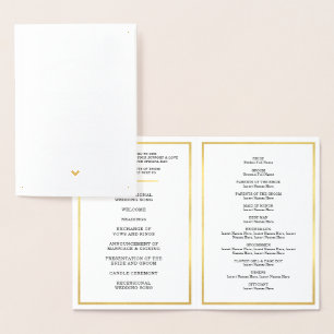 WEDDING CEREMONY PROGRAM simple stylish heart Foil Card